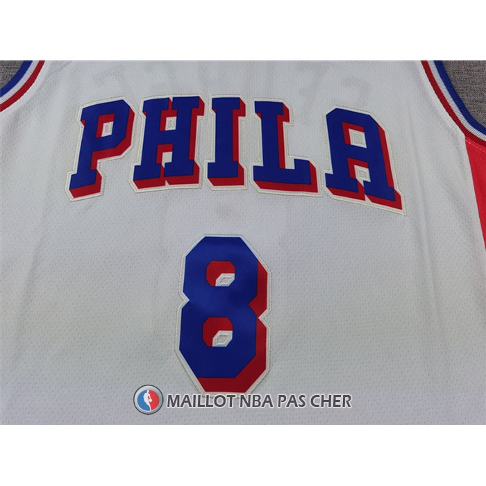 Maillot Philadelphia 76ers Paul George NO 8 Association 2024-25 Blanc